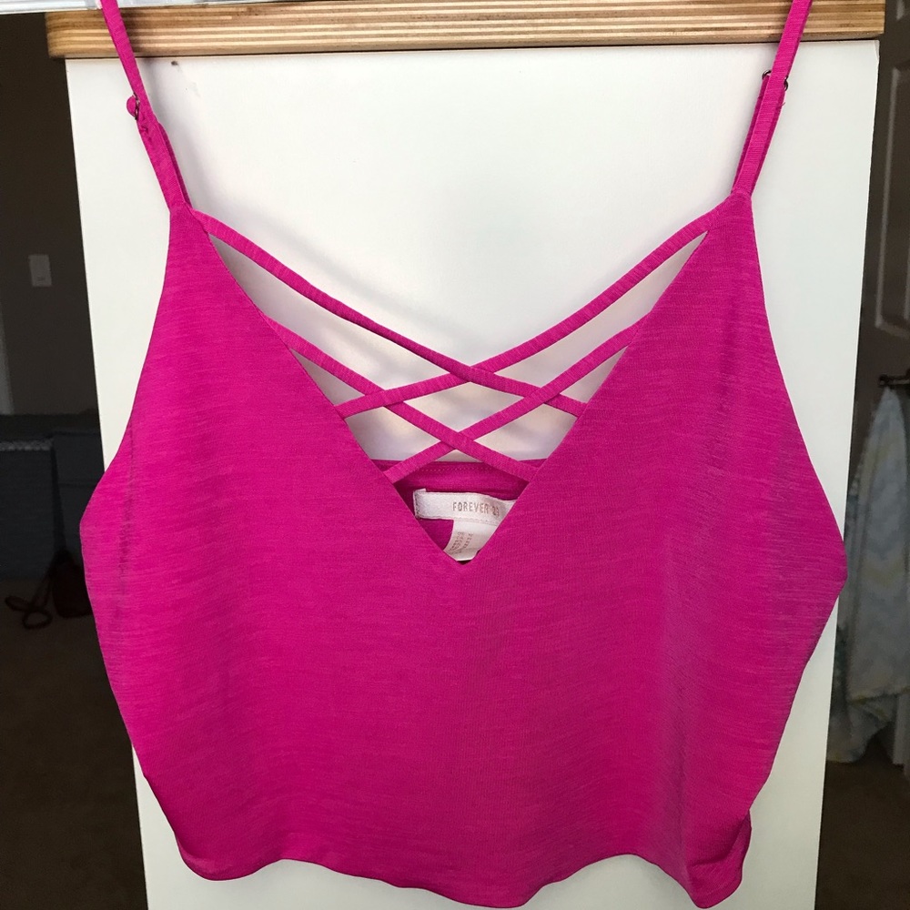 Hot pink cropped tank